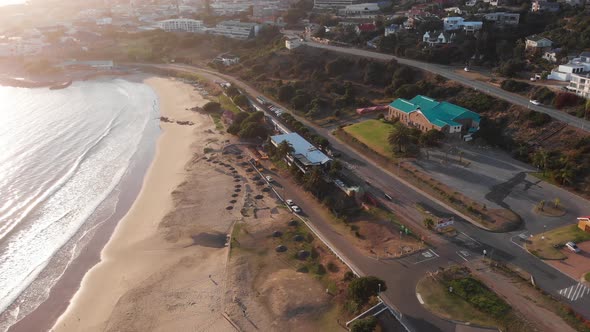 Early Morning Drone Shot of a Beach in Mosselbaai South Africa