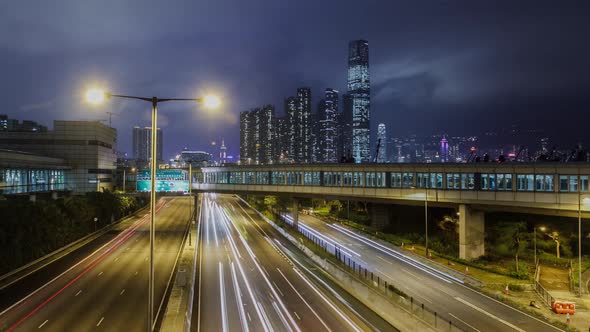 Time Lapse of cars on a busy street in Hong Kong