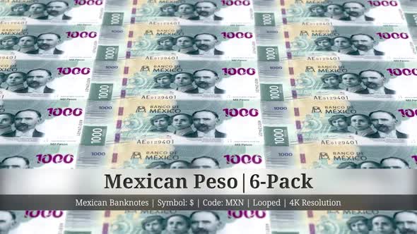 Mexican Peso | Mexico Currency - 6 Pack | 4K Resolution | Looped