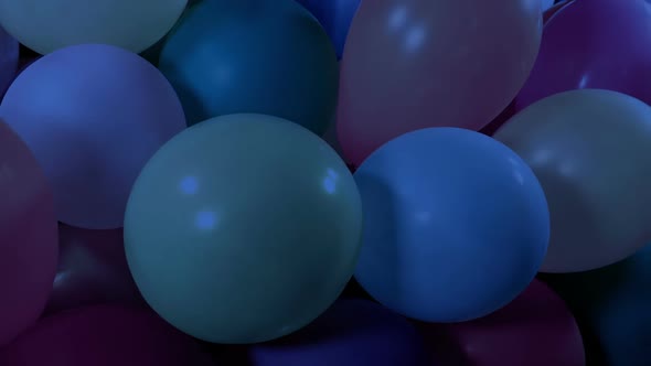 Balloons Arrangement In Dark Room Ready For Party