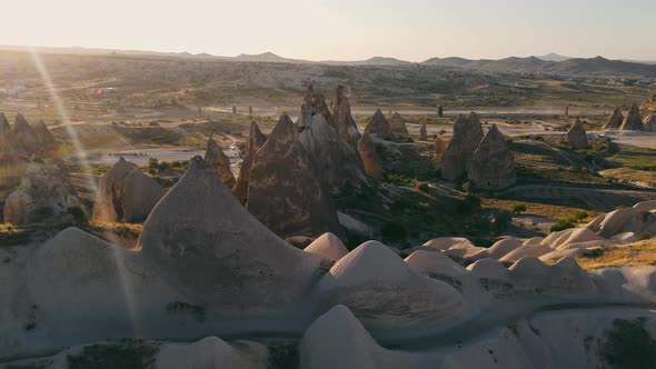 Landscape in Rose Valley During Sunset in Goreme National Park Cappadocia