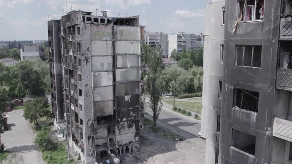 Multistorey Building Bombed During the War in Ukraine