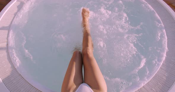 Female Feet in the Jacuzzi Water, Slowmotion