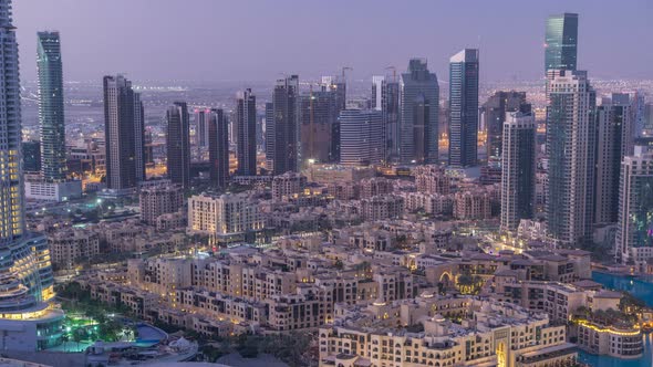 Dubai Downtown Night to Day Timelapse