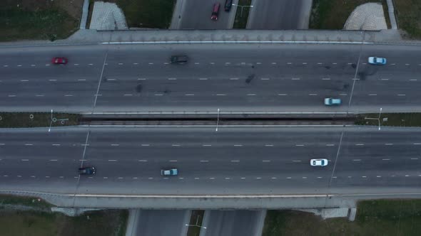 Aerial View of Car Traffic at the Interchange