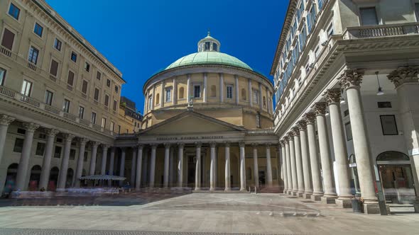 San Carlo Al Corso Timelapse Hyperlapse Is a Neoclassic Church in the Center of Milan