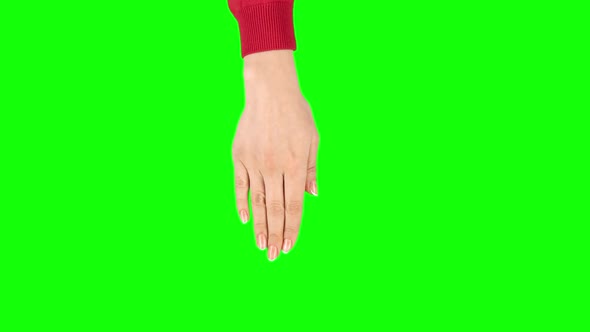 Female Hand Performing 3x Single Tap and Double Tap Tablet Screen Gesture. Chroma Key. Close Up