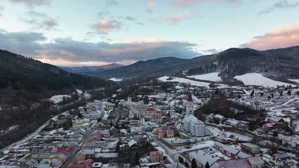 Aerial view of the town of Gelnica in Slovakia