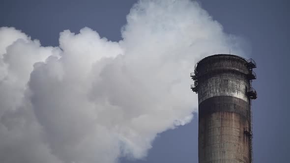 Smoke Comes From the Chimney. Air Pollution. Slow Motion. Ecology. Kyiv. Ukraine