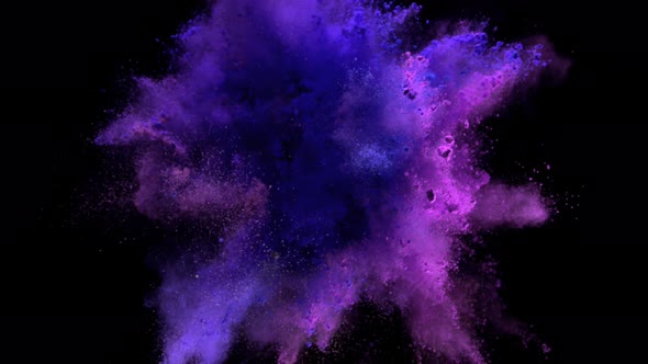 Super Slowmotion Shot of Color Powder Explosion Isolated on Black Background