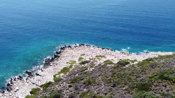 Aerial Blue Aegean Sea and Cliffs 4K