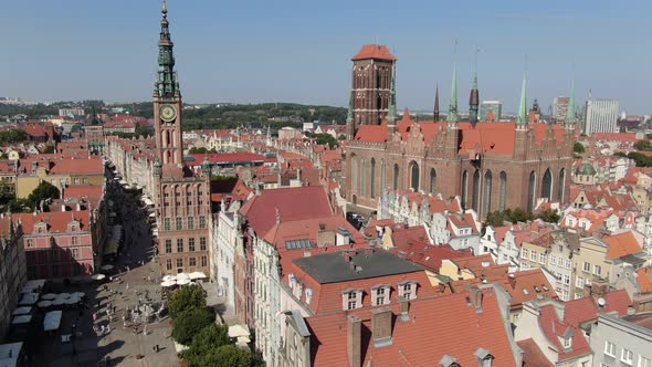 Aerial view of the old town of Gdansk city in Poland, Europe