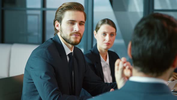 Corporate business team in a meeting with a manager