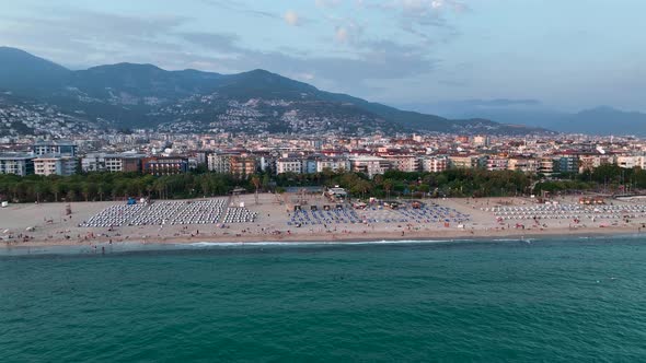 Cleopatra Beach Turkey Alanya 4 K Summer Vibes aerial view