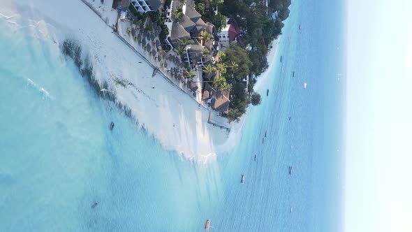 Vertical Video of the Coast of Zanzibar Island Tanzania Slow Motion