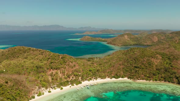 Tropical Island with Sandy Beach Philippines Palawan