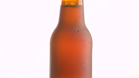 beer bottle rotating on white background