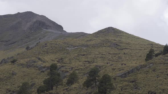 A hiking trail leading to the top of Iztaccihuatl volcanic mountain in Mexico