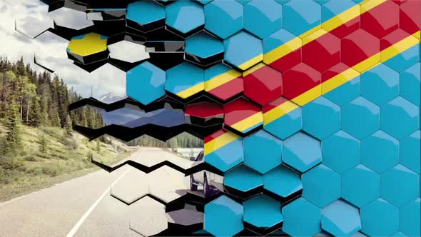 Democratic Republic of the Congo Flag Hexagon Transition - 4K Resolution