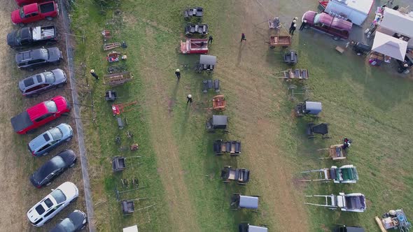 Downward Aerial of an Early Morning View of Opening Day at an Amish Mud Sale