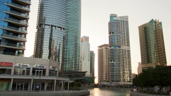 Dubai Marina Hyperlapse. Pan Up