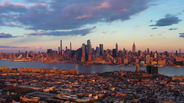 Urban Skyline of Midtown Manhattan and Hoboken