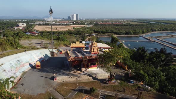 Aerial view Indian temple in sunny day