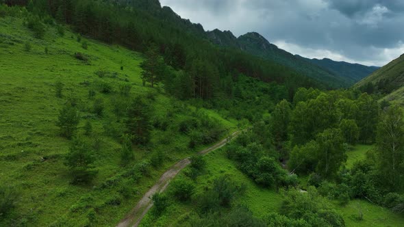 Landscape of mountains in summer. Aerial view