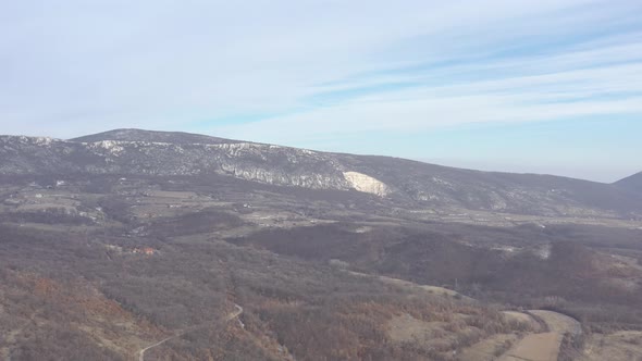 Mountain ranges in Eastern Serbia by winter 4K aerial footage