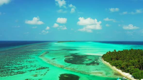 Natural overhead abstract view of a sunshine white sandy paradise beach and aqua turquoise water bac