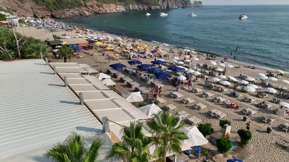 Cleopatra Beach Turkey Alanya 4 K aerial view