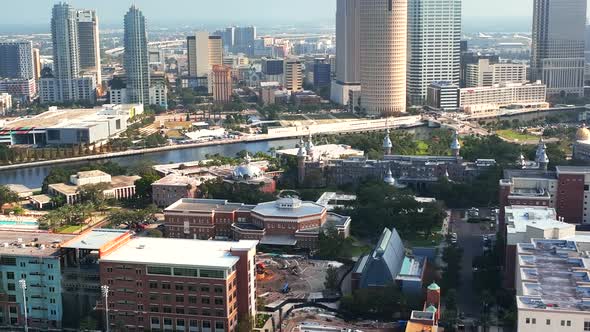 Aerial of University of Tampa along Hillsborough River