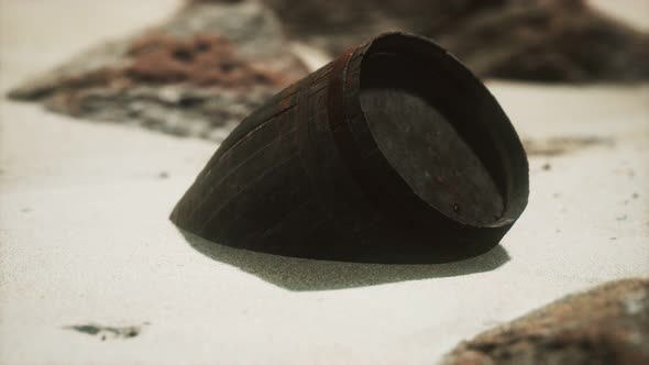 Old Wooden Barrel on the Beach