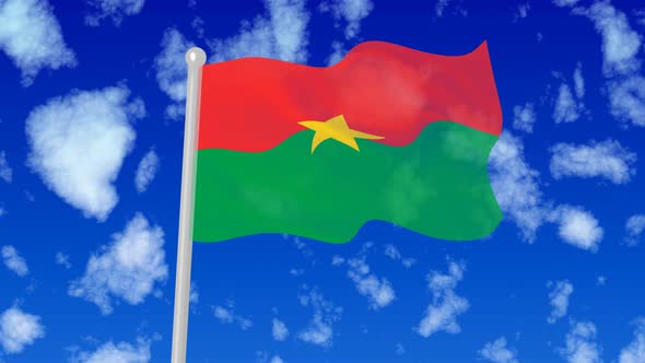 Burkina Faso Flying National Flag In The Sky