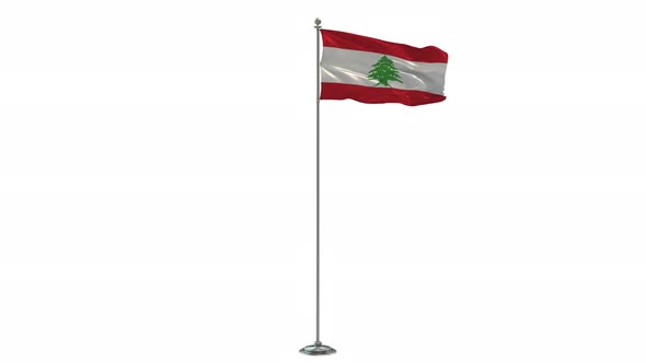 Lebanon  Looping Of The Waving flag Pole With Alpha