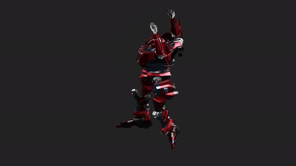 Red mecha in action in Victory style