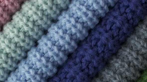 Shallow Fabrics Knitted with Pastel Color Yarn  Panning Video