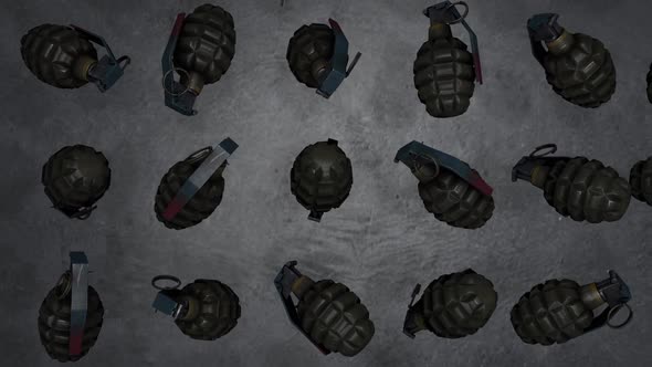 Isolated grenades on grey background