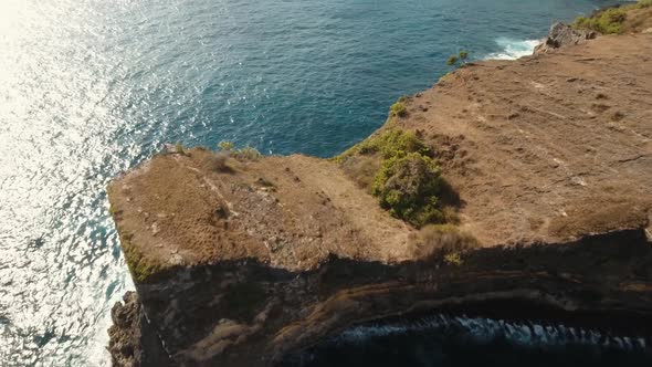 Seascape Cliffs, Sea and Waves at Nusa Penida, Bali, Indonesia