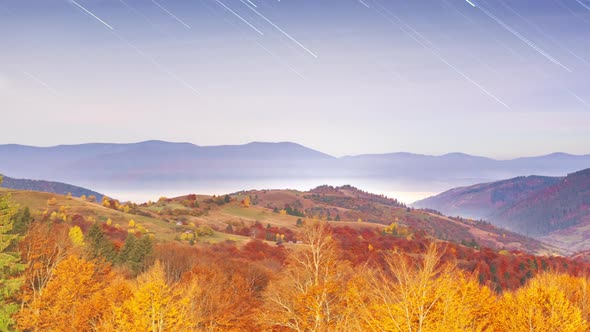 Timelapse of Moving Star Trails in Night Sky