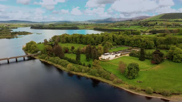 Aerial view over Irish landscape