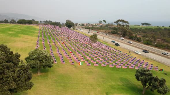 Waves Of Flags Display Honoring The Lives Lost In September 11 Attacks At Pepperdine University, Mal