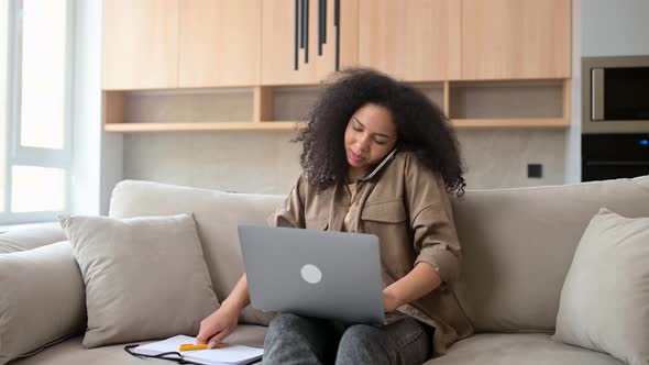 Busy Female Employee Working on the Distance From Home alt