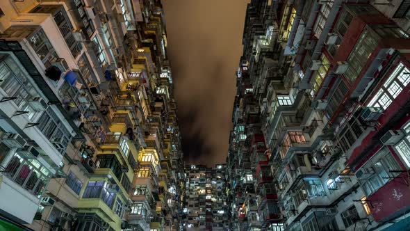 Time lapse of residential building at night 