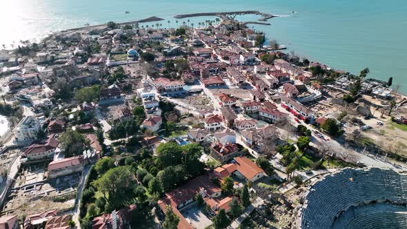 Aerial Footage of the Antique City Side, Turkey 4 K