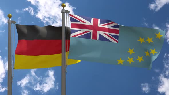 Germany Flag Vs Tuvalu On Flagpole