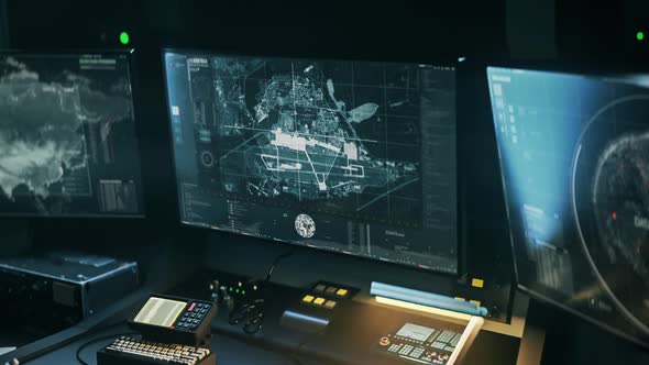 Military Airplane Base Position Tracking By Satellite Surveillance Computer