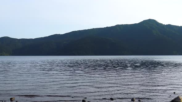 The view of Ashi lake from coast