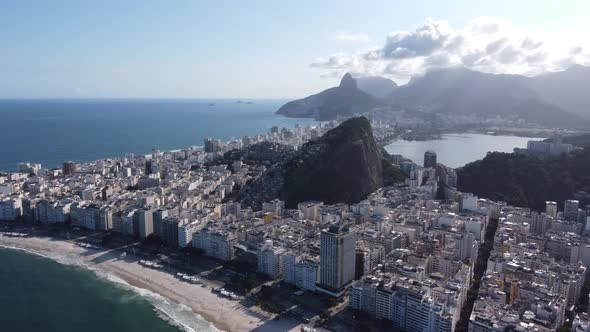 Rio de Janeiro Brazil. Tropical beach scenery. Postalcard of coastal city