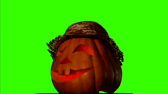 Helloween Pumpkin on Green Screen